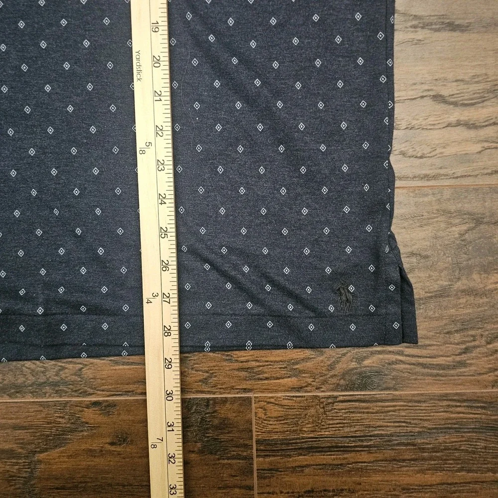 Polo‎ Ralph Lauren Mens Medium Shirt Blue Geometric Print Short Sleeve Stretch